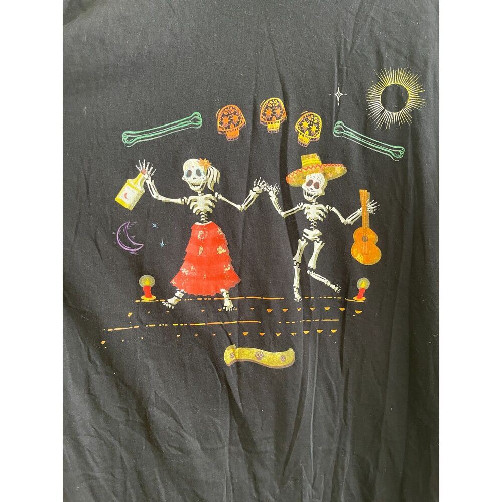 Vintage Dia De Los Muertos T-Shirt Mens Size XL Black Long Sleeve Graphic Print